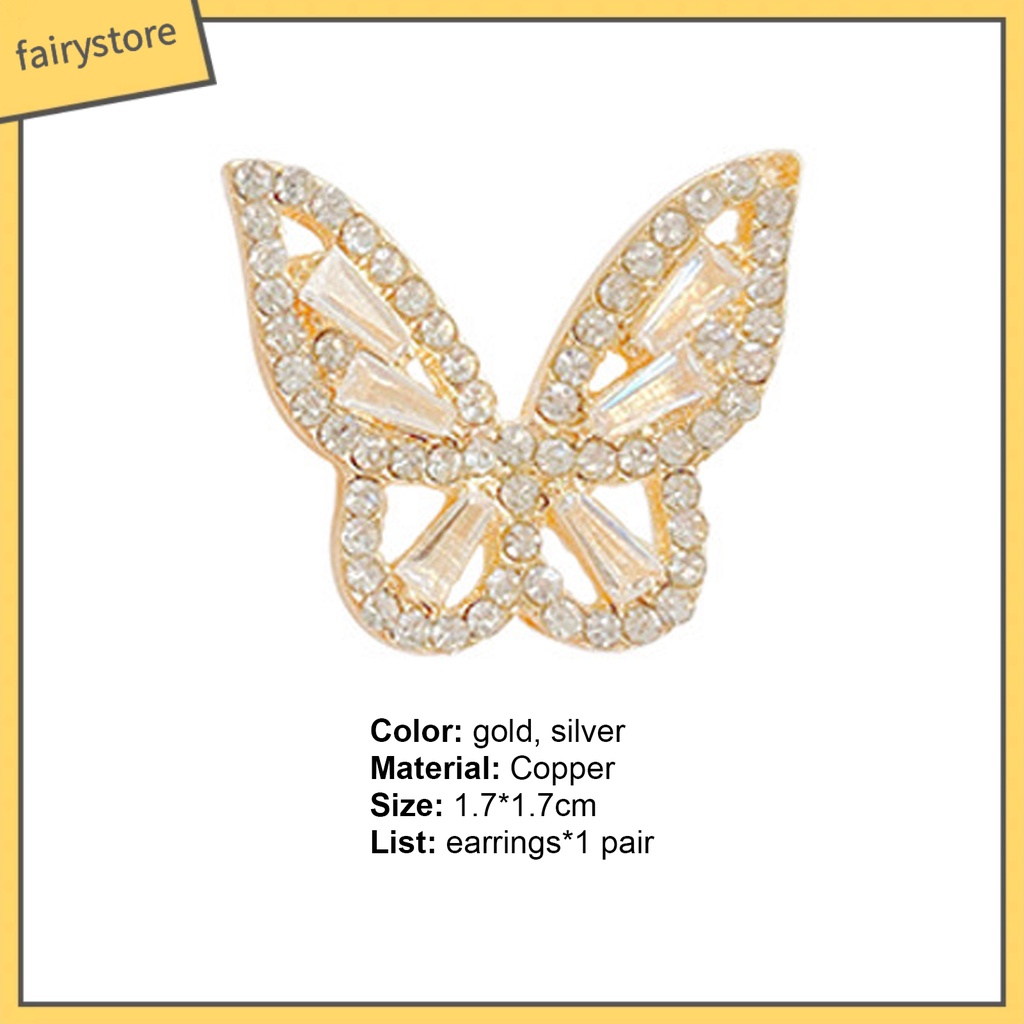 1 Đôi Bông Tai Hình Bướm Bằng Đồng Sáng Bóng Thân Thiện Với Làn Da Thời Trang Dành Cho Học Sinh