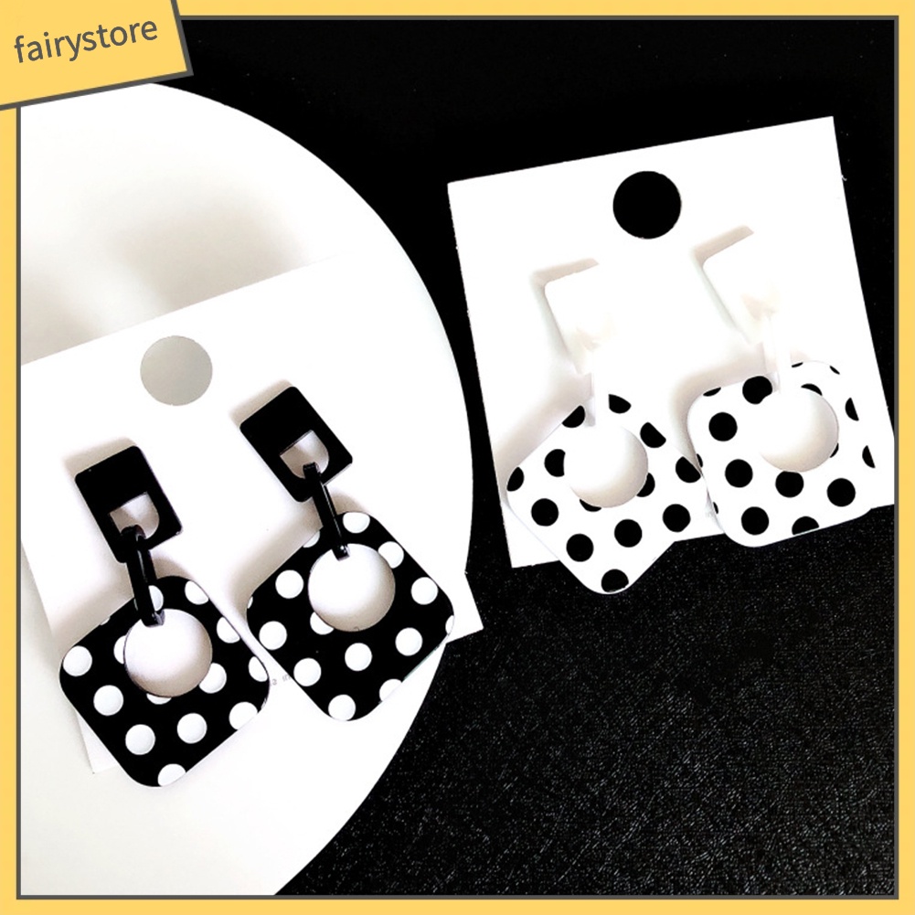 Bông Tai Hình Học Họa Tiết Chấm Bi Thời Trang Cho Nữ