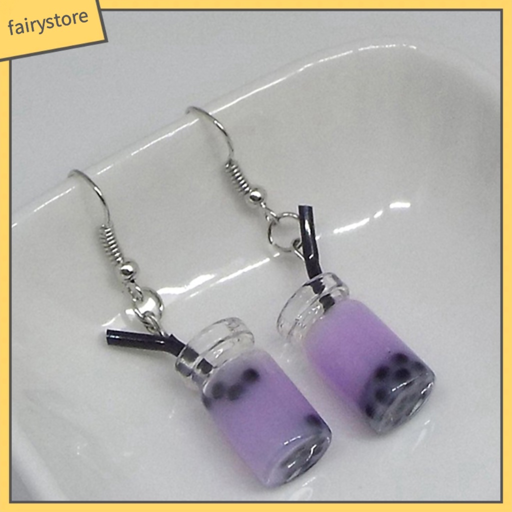 Bông Tai Dáng Dài Hình Ly Trà Sữa Độc Đáo Thời Trang Dự Tiệc Cho Nữ