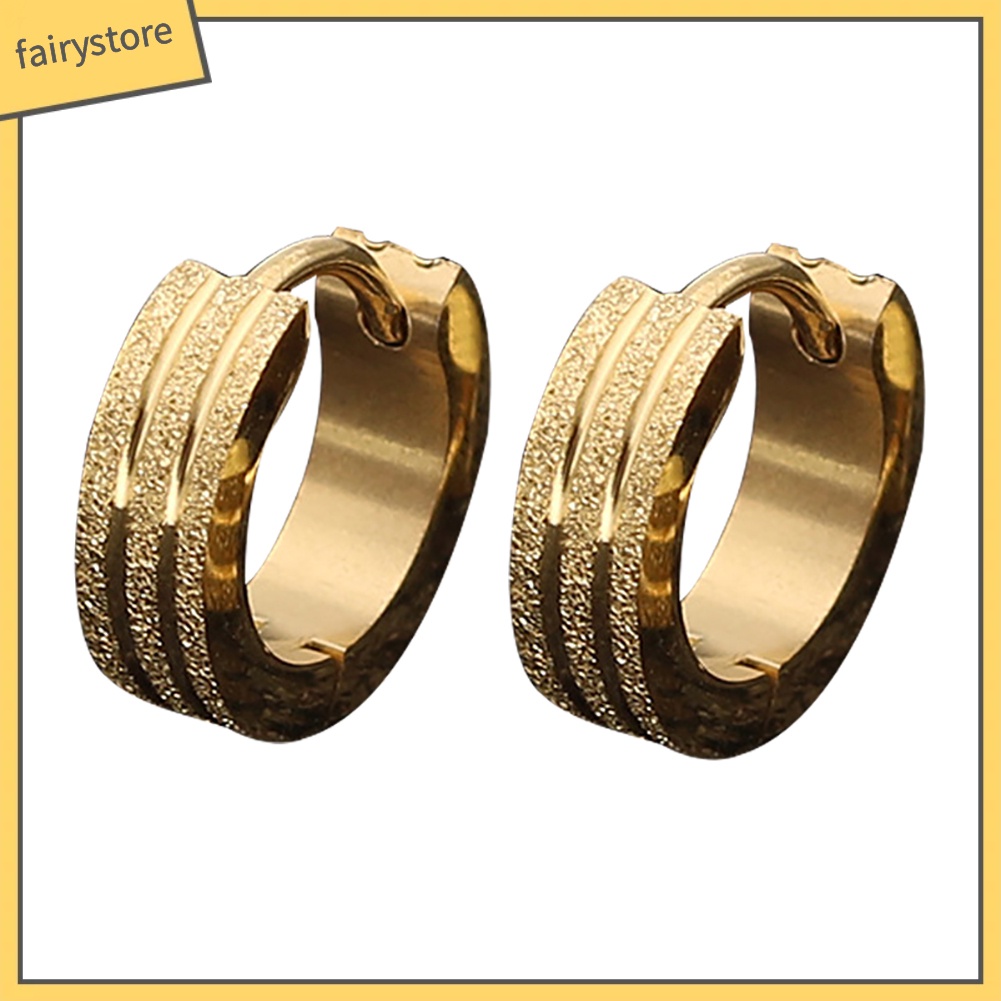 Khuyên Tai Tròn Phẳng Bằng Thép Không Gỉ Thời Trang Unisex