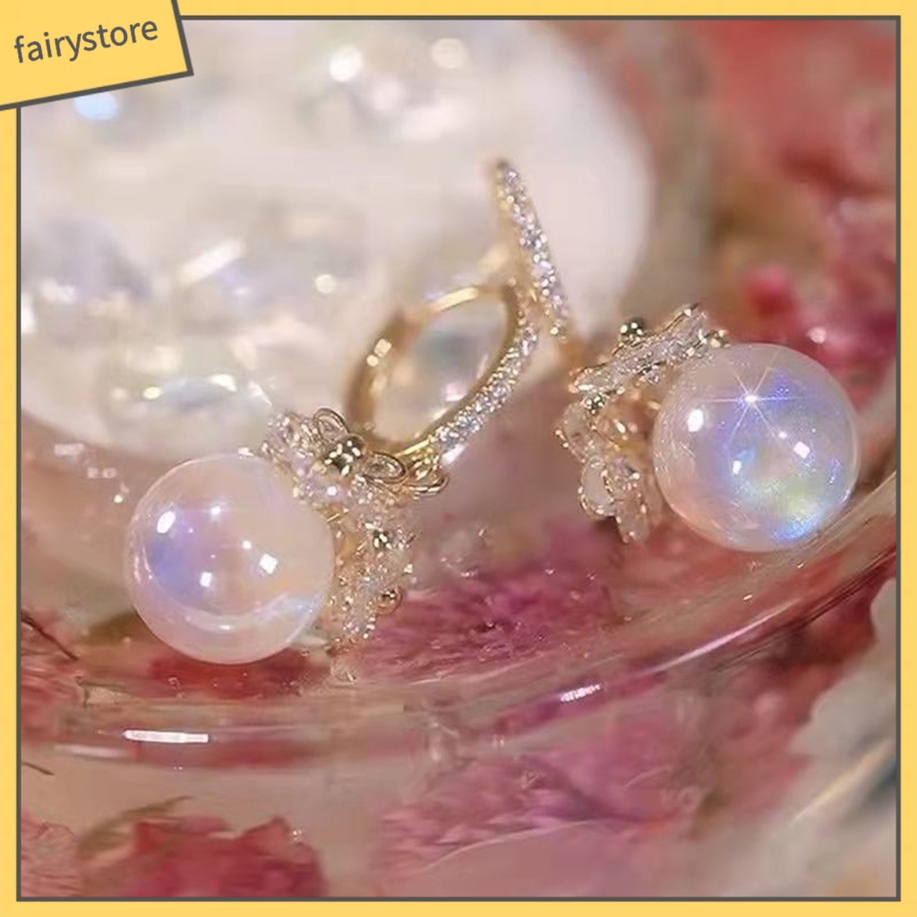 1 Đôi Bông Tai Hợp Kim Dáng Dài Đính Đá Ngọc Trai Giả Trang Nhã Dành Cho Nữ