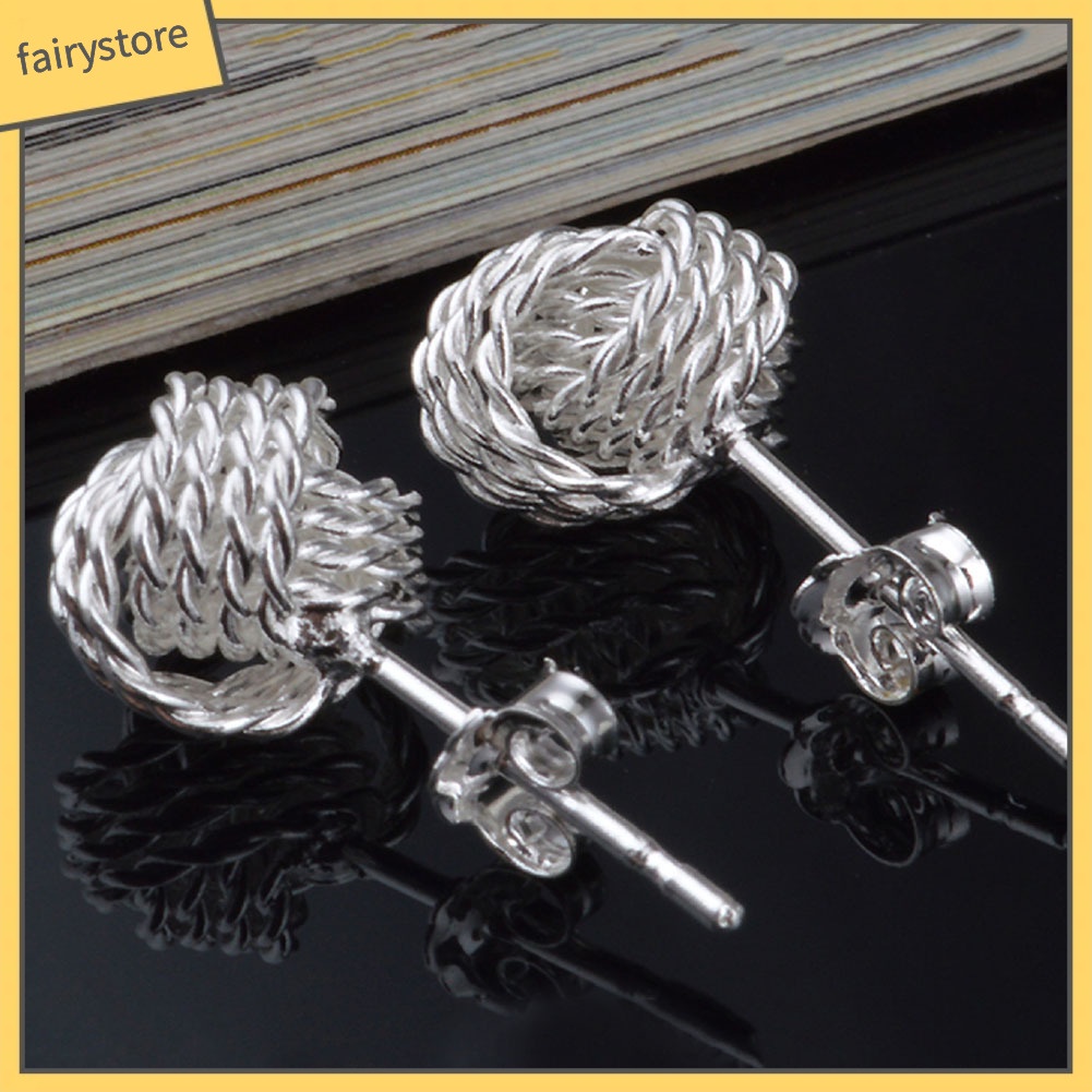 Khuyên Tai Quả Bóng Tròn Thắt Nút Thời Trang Cho Nữ