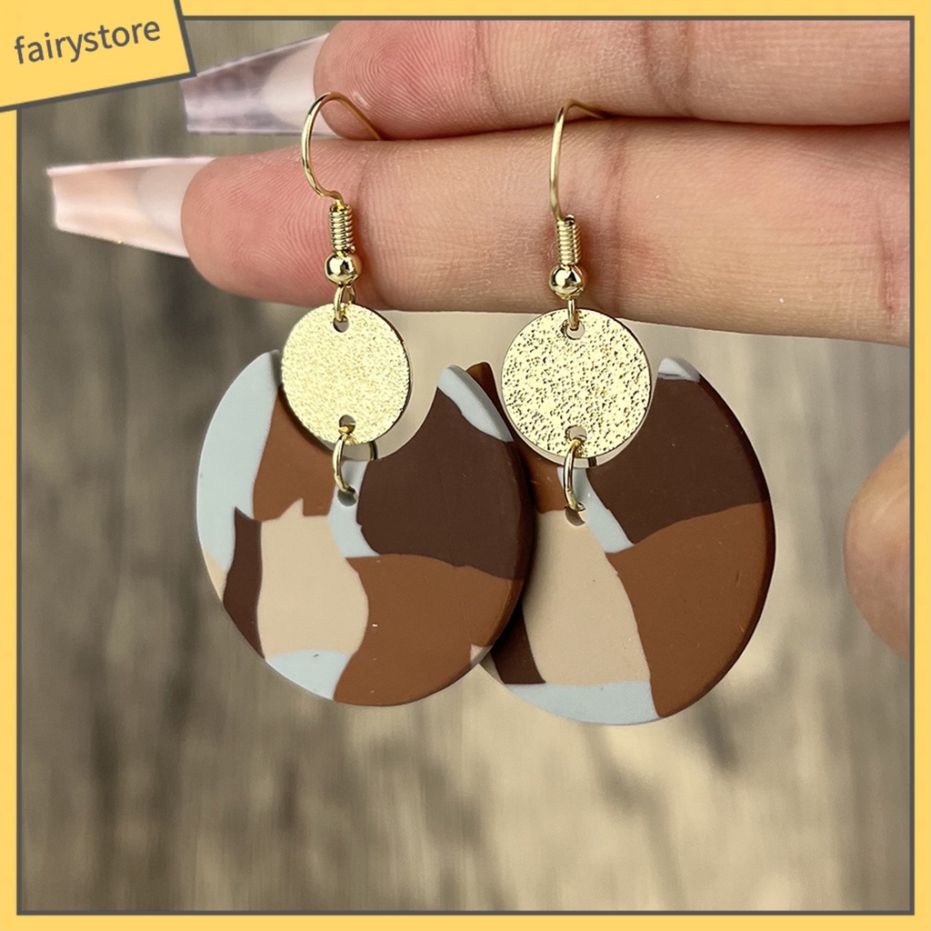 1 Đôi Bông Tai Xỏ Lỗ Mặt Oval Họa Tiết Hình Học Trong Suốt Phong Cách Retro