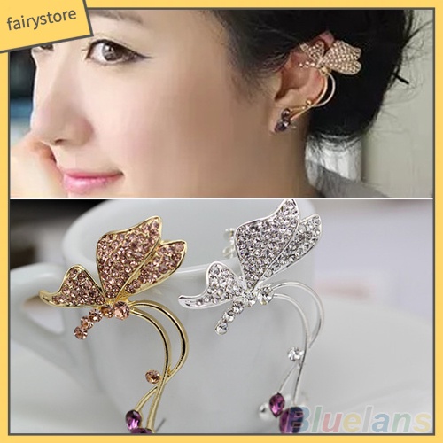 1 Bông Tai Hình Bướm Đính Pha Lê Trang Nhã Dành Cho Nữ