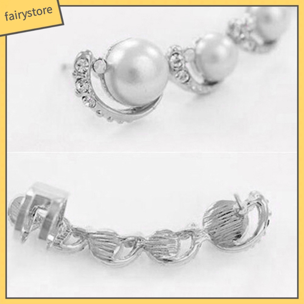 1 Khuyên Kẹp Vành Tai Đính Đá / Ngọc Trai Giả Thời Trang Cho Nữ