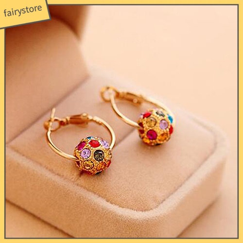 [FRO] Khuyên Tai Đính Đá Nhiều Màu Sắc May Mắn Cho Nữ