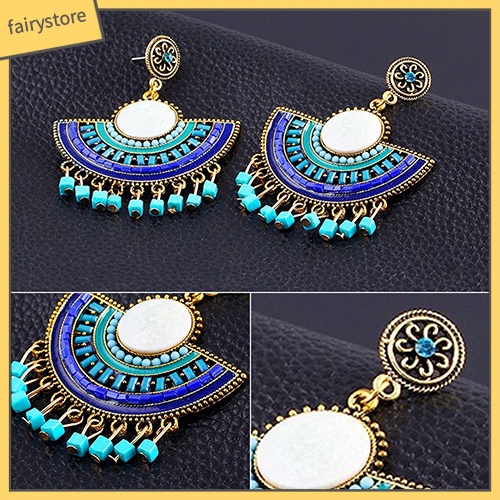 Bông Tai Dáng Dài Hình Hoa Phối Tua Rua Phong Cách Bohemian Thời Trang Cho Nữ