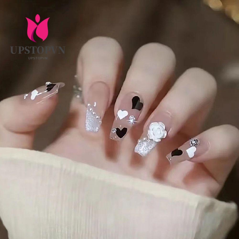 Hộp 24 Móng Tay Giả Đầu Vuông Che Phủ Toàn Diện