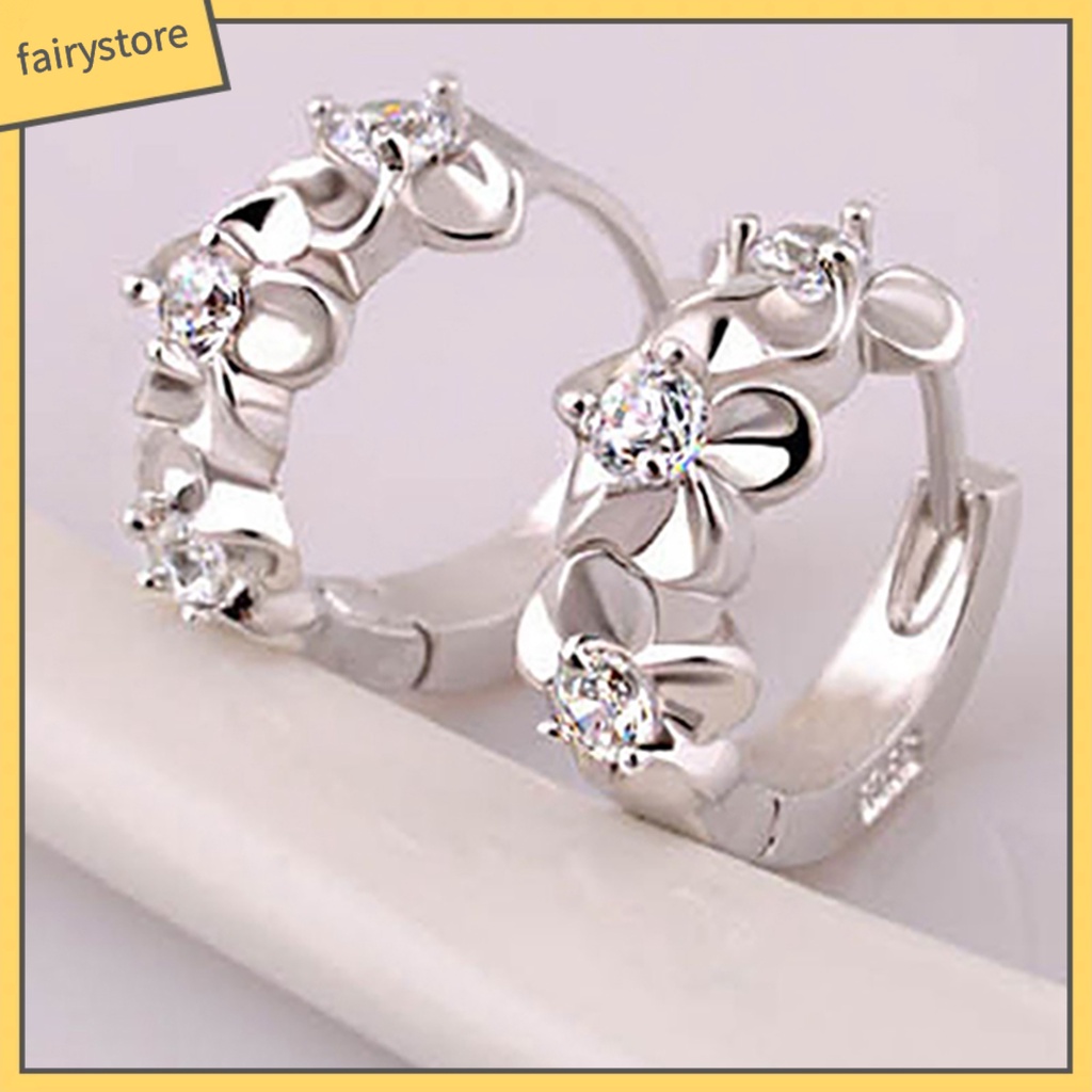 Khuyên Đeo Vành Tai Bằng Đồng Hình Hoa Trà Quyến Rũ Thời Trang Cho Nữ