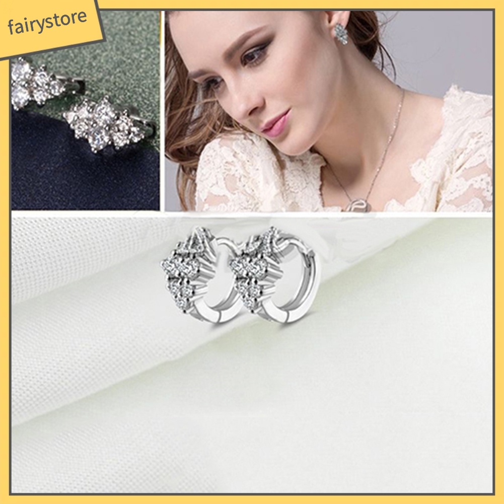 Đôi Bông Tai Khoen Tròn Đính Đá Thời Trang Cho Nữ