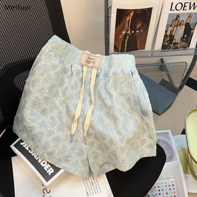 [Meifuyi] Quần Short Thể Thao Ống Rộng Lưng Cao Size Lớn Thời Trang Mùa Hè 2023