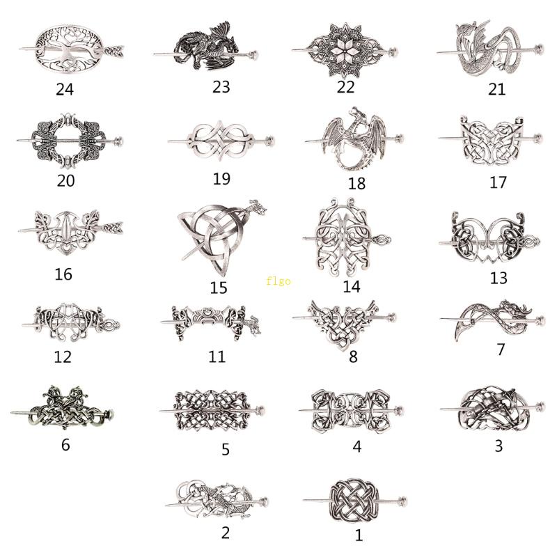 Kẹp Tóc Dạng Trượt Bằng Hợp Kim Màu Bạc Phong Cách Viking Celtic Thanh Lịch Cho Nữ