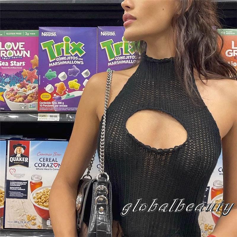 Áo Hai Dây Dệt Kim Hở Lưng Thời Trang Mùa Hè Cho Nữ