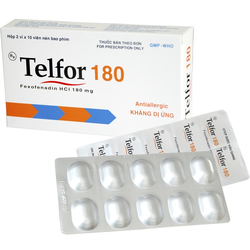 Telfor 180 Hộp 2 vỉ x 10 viên, DHG, Công ty Cổ phần Hậu Giang