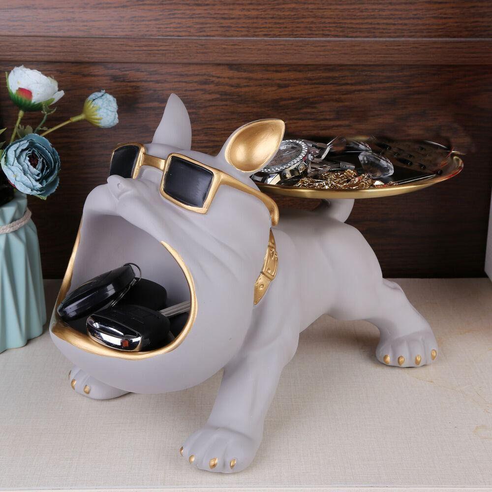 Khay Đựng Dao Nĩa Bằng Resin Hình Chú Chó Bull Thời Trang Đa Năng Trang Trí Nhà Cửa