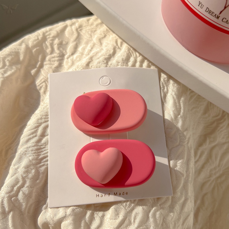 Kẹp Tóc Mái Bằng Da Màu Hồng Dễ Thương Dành Cho Nữ