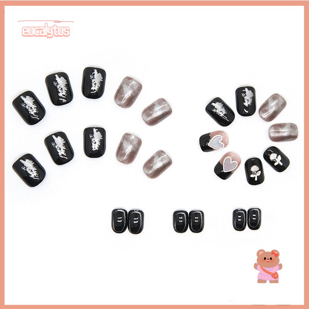 Set 24 Móng Tay Giả Hình Vuông Loại Dài Có Thể Tháo Rời