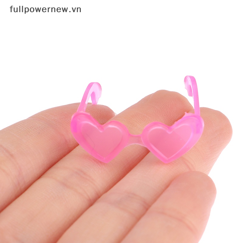 Set 10 Kính Mắt Gọng Nhựa Mini Hình Trái Tim Tỉ Lệ 1 / 6 Cho Nhà Búp Bê