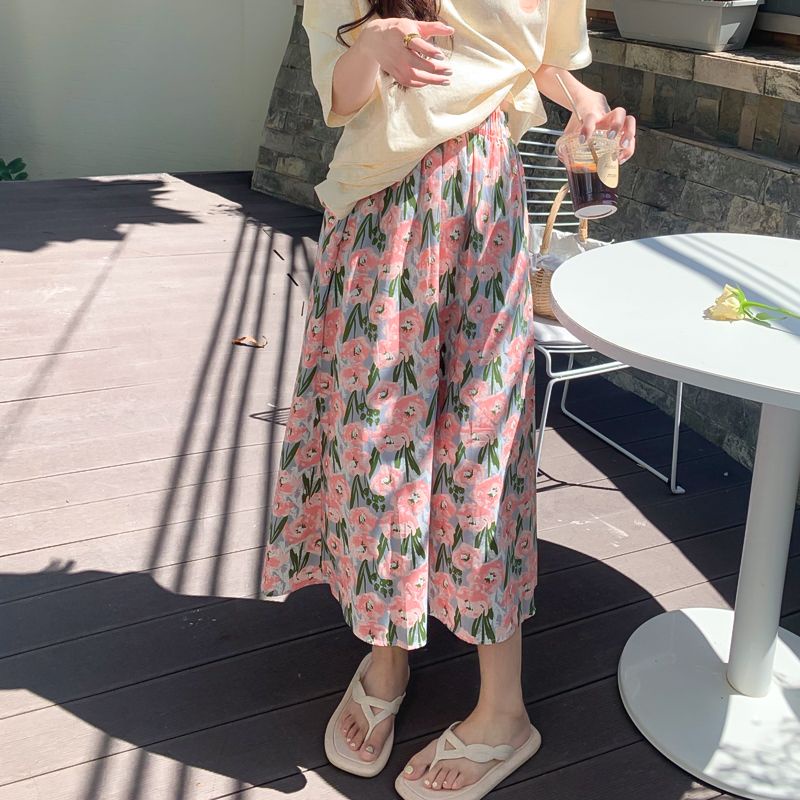 Chân Váy Chữ A Lưng Cao Dáng Ôm In Họa Tiết Hoa Thời Trang Xinh Xắn Cho Nữ