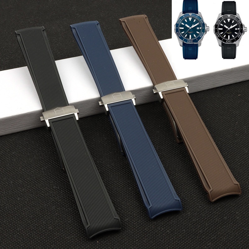 Dây Đeo Cao Su 22mm Chống Thấm Nước Cho TAG HEUER Aquarir 300 WAY201B Calire 5 logo