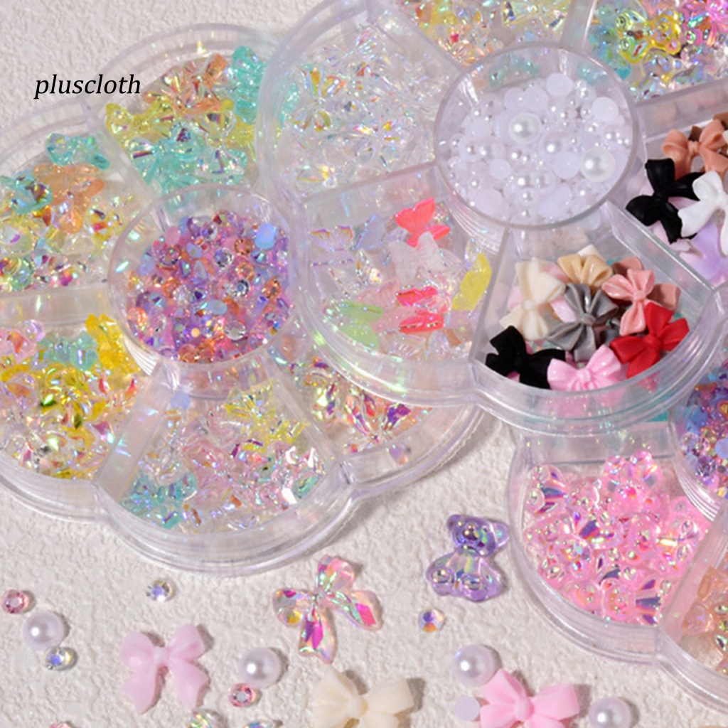 1 Hộp Hạt Đá Giả Hình Nơ / Gấu Trang Trí Móng Tay