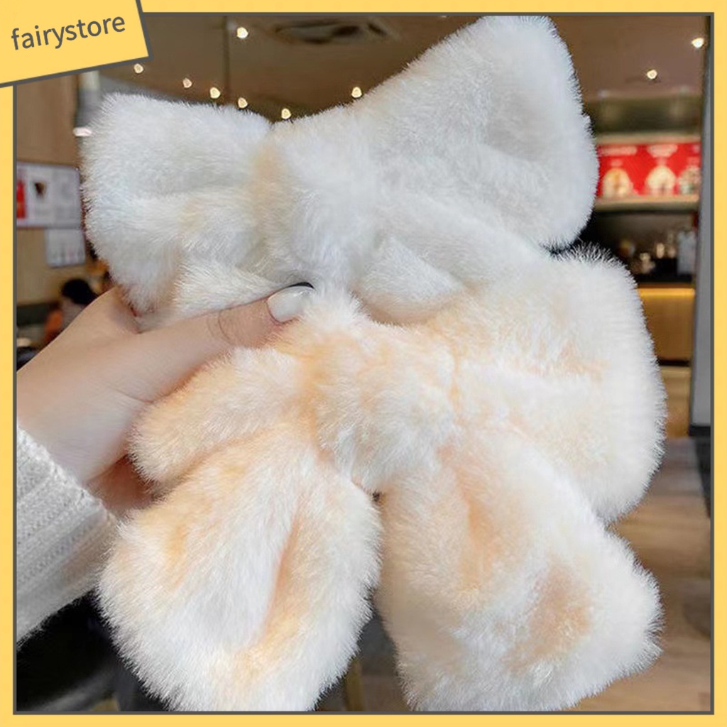 [FRO] Kẹp Tóc Đính Nơ Lớn Phủ Lông Co Giãn Không Trơn Nhẹ Nhàng Thủ Công Tinh Tế Trang Điểm Cho Bé Gái