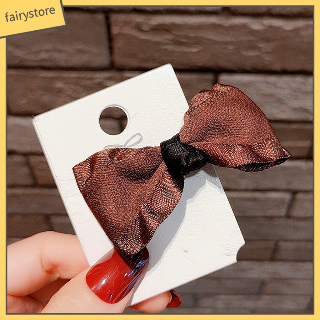 Kẹp Tóc Nơ Màu Sắc Tương Phản Phong Cách Hàn Quốc Dành Cho Nữ