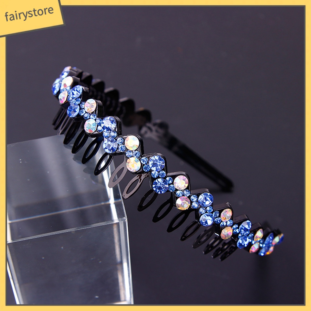Băng Đô Cài Tóc Đính Đá Lấp Lánh Chống Trượt Có Răng Dành Cho Nữ