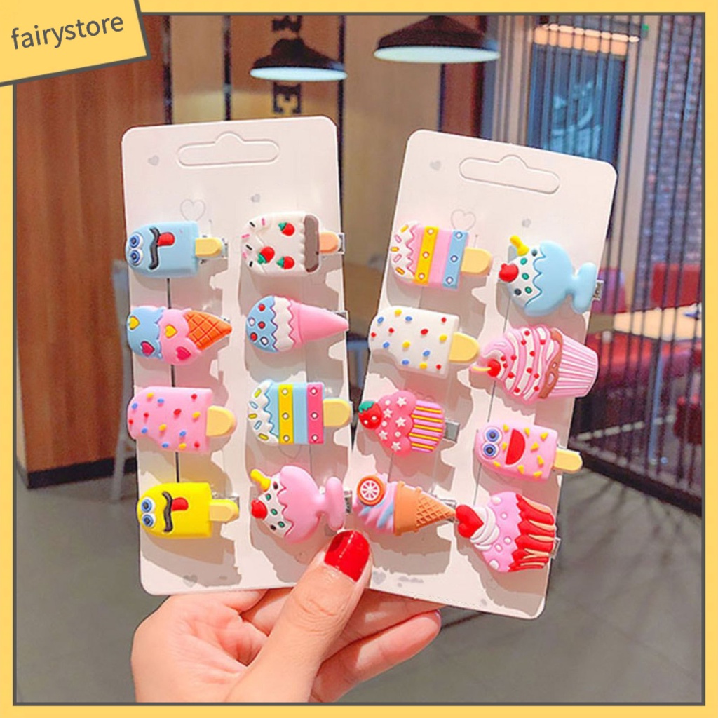 Kẹp Tóc Mái Bằng Vải Hình Cây Kem Hoạt Hình Dành Cho Bé Gái