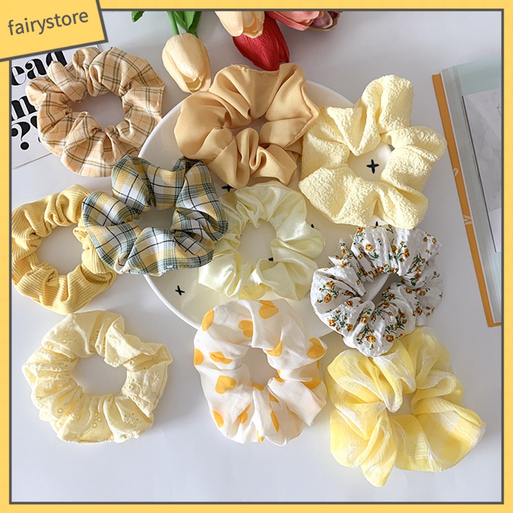 Dây Buộc Tóc Co Giãn Chống Trượt Chống Rơi In Họa Tiết Hoa Xinh Xắn Cho Nữ