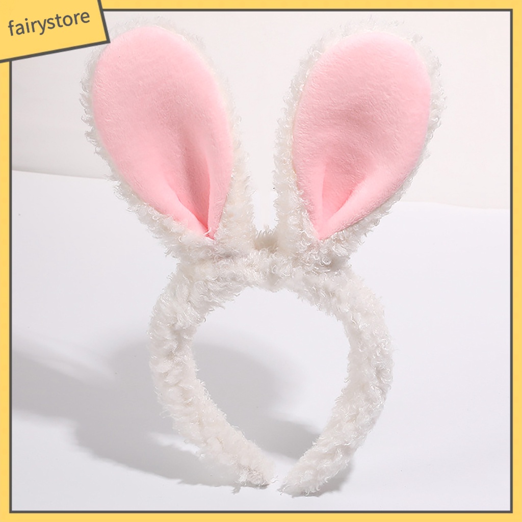 Băng Đô Cài Tóc Tai Thỏ Phủ Lông Chống Trượt Dễ Thương
