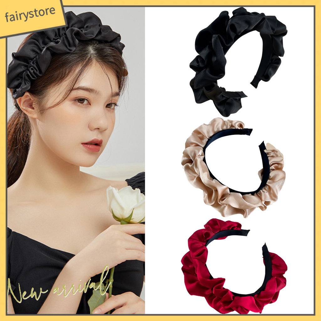 Băng Đô Cài Tóc Vải Satin Co Giãn Chống Trượt Phong Cách Hàn Quốc