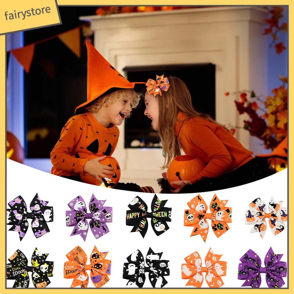 Kẹp Tóc Nơ Mềm Mại Có Gân Chống Trượt Hóa Trang Halloween Cho Người Lớn Và Trẻ Em