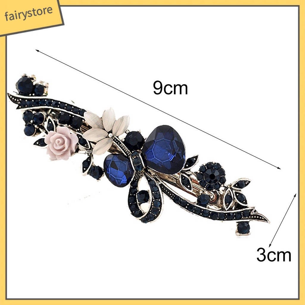Kẹp Tóc Hình Hoa Đính Đá Lấp Lánh Phong Cách Vintage