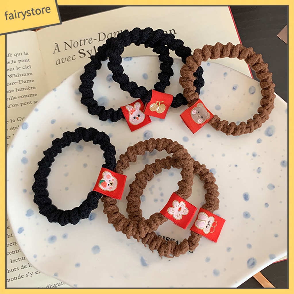 Bộ 2 Dây Cột Tóc Co Giãn Chống Trượt Hình Thỏ Xinh Xắn