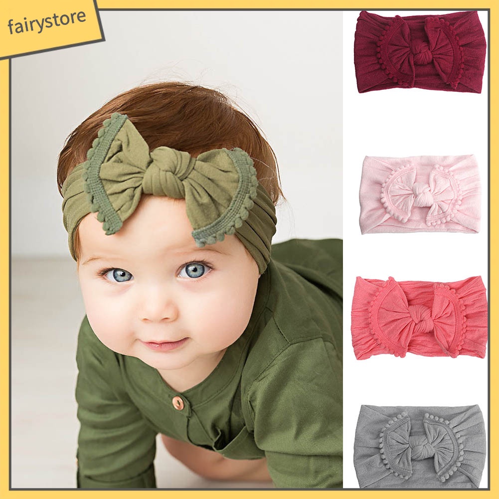 Băng Đô Thắt Nơ Bằng Nylon Mềm Co Giãn Dành Cho Bé Gái