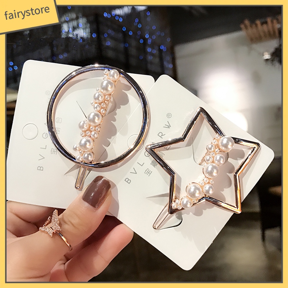 Kẹp TóC HìNh Ngôi Sao / MặT Trăng ĐíNh NgọC Trai Giả ThờI Trang Cho Nữ