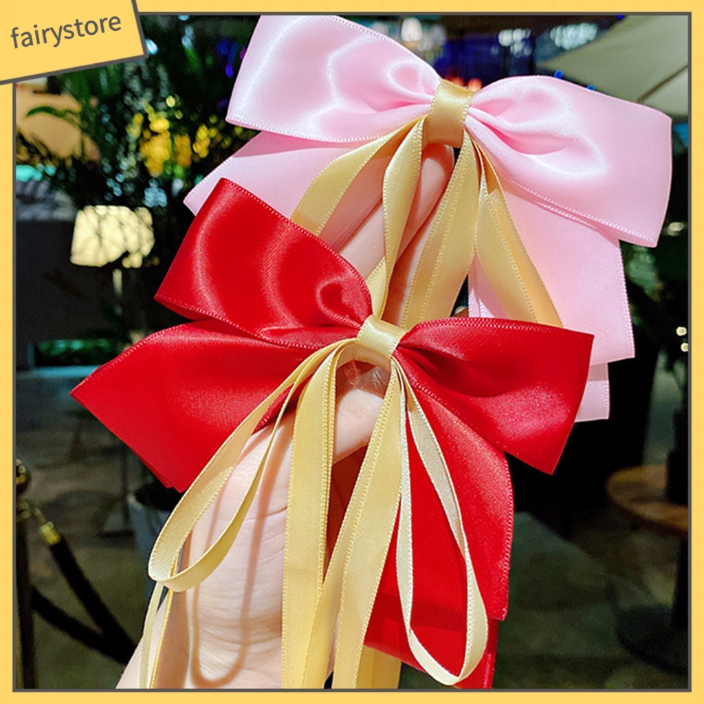 Kẹp Tóc Nơ Ruy Băng Dài Co Giãn Ngọt Ngào Cho Nữ