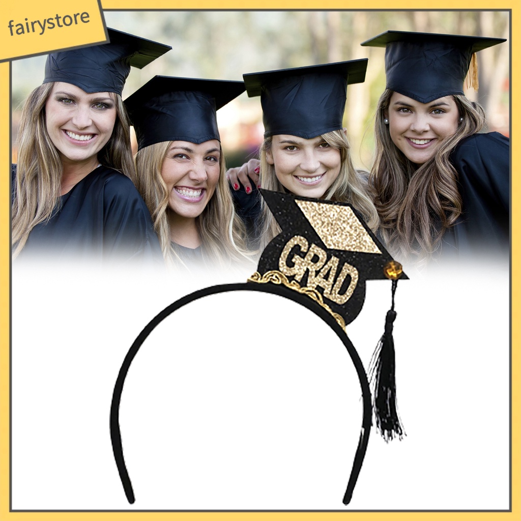 Băng Đô Cài Tóc Bằng Vải Nỉ Chống Trượt Họa Tiết Nón Tốt Nghiệp Cho Nữ