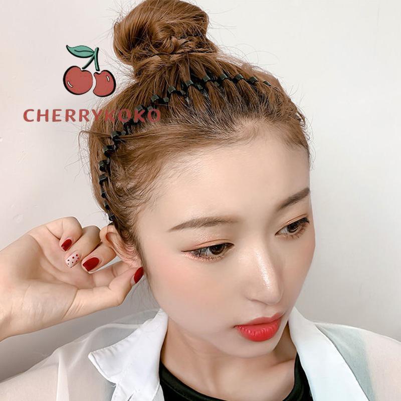 🍒🍒CHERRYKOKO Băng đô cài tóc bằng kim loại màu đen hình gợn sóng chống trượt cho cả nam và nữ