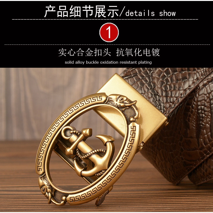 Thắt Lưng Da Bò Có Khóa Tự Động Trẻ Trung Cá Tính Cho Nam