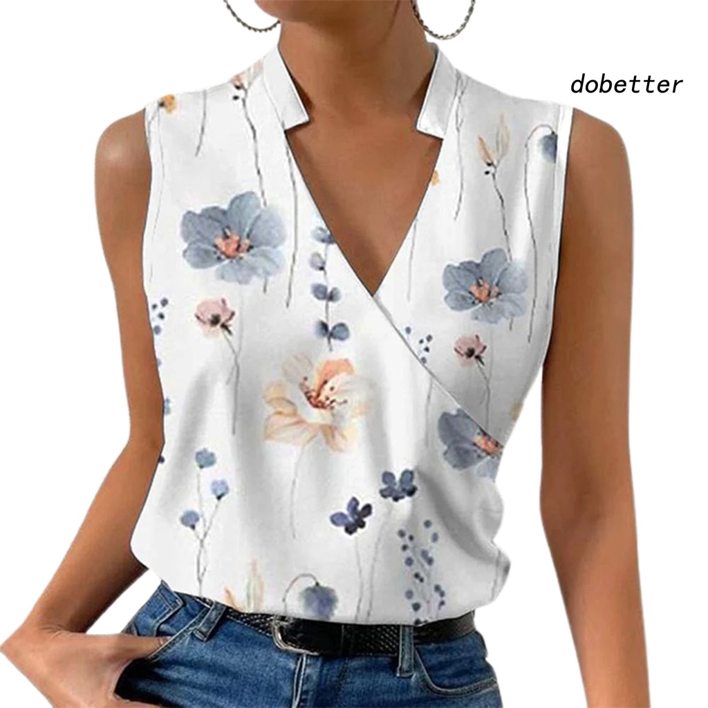 Áo Thun Sát Nách Cổ Chữ V In Họa Tiết Hoa Mềm Mại Thời Trang Mùa Hè Cho Nữ