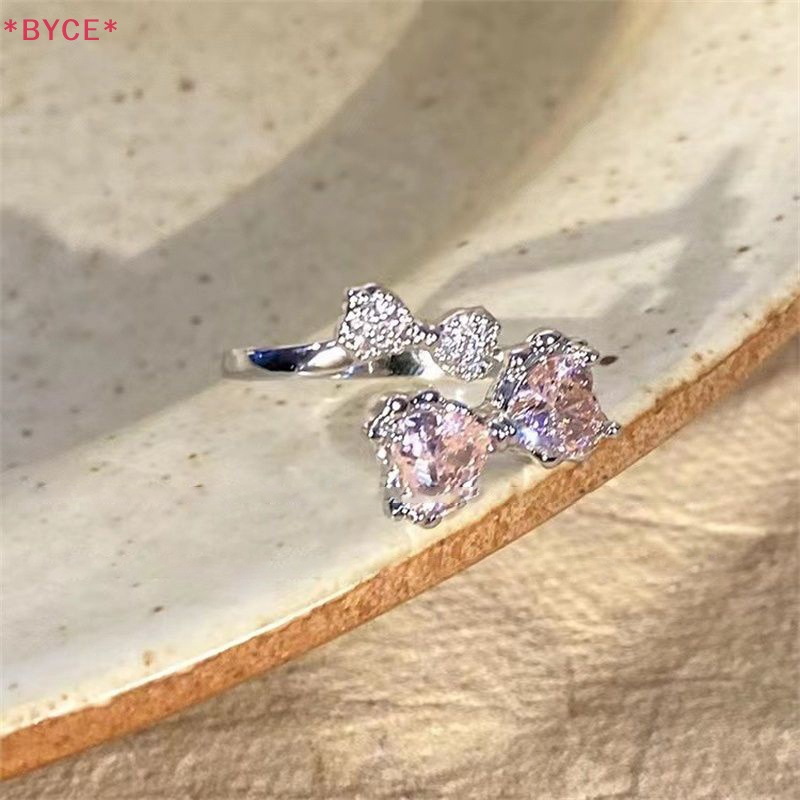 Byce &gt; Nhẫn Hở Hình Nơ Hồng Tinh Tế Thời Trang Hàn Quốc Dễ Thương Đơn Giản Có Thể Điều Chỉnh Cho Nữ Mới