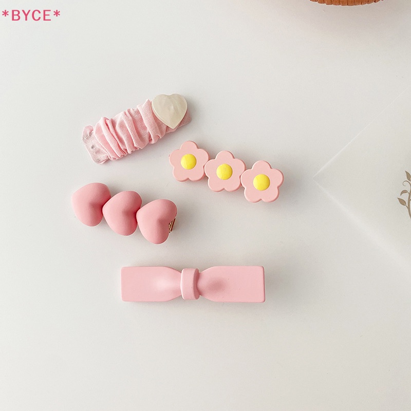 Set 4 / 2 Kẹp Tóc Nơ Hoa Hồng Đáng Yêu Cho Bé Gái Mới