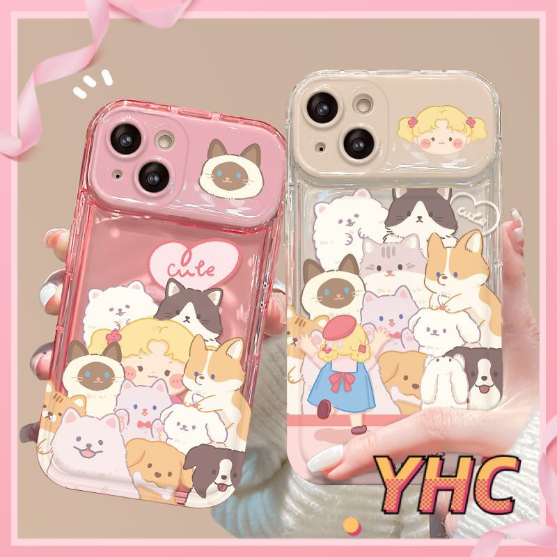 Ốp Lưng iPhone Camera Cô gái với thú cưng của mình, gương lật, chống chấn động, bảo vệ máy ảnh, Cho Iphone 6 / 6S / 6splus / se / 7 / 7plus / 8 / 8plus / X / xs / xsmax / 11 / 12 / 13 / 14 / Plus / pro / pro max-8015