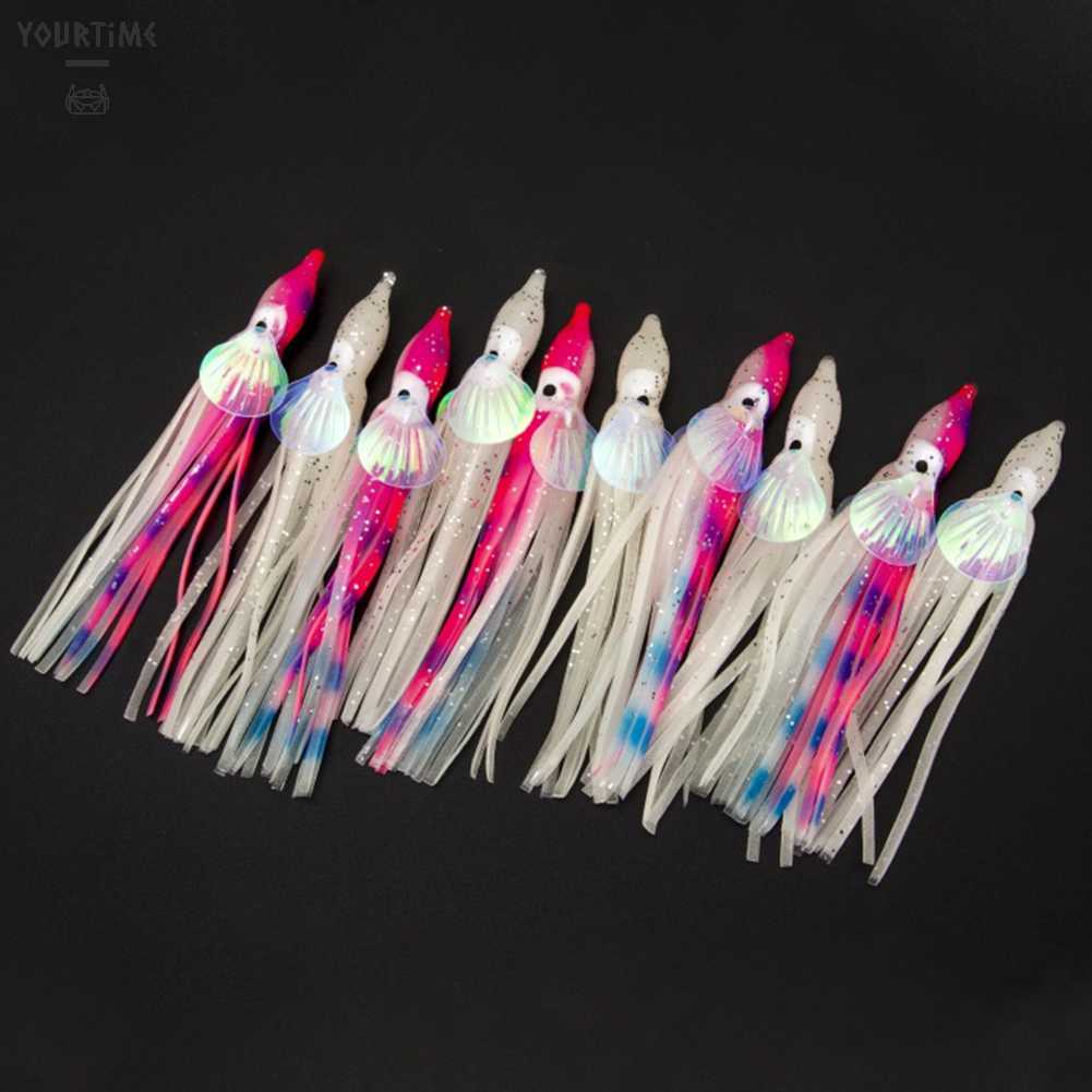 Bộ 10 Mồi Câu Giả Hình Bạch Tuộc Mềm 5cm 6cm 10cm