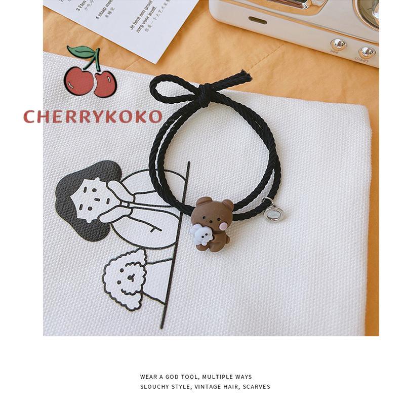 🍒🍒CHERRYKOKO Vòng Đeo Tay Cặp Đôi Bằng Cao Su Hút Nam Châm Hình Gấu/Thỏ Dễ Thương Cho Nữ