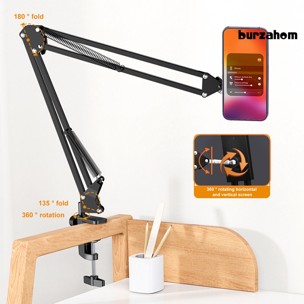 Giá Đỡ Điện Thoại [BU] Thiết Kế Kẹp Dài Xoay 360 Độ Để Bàn Tiện Lợi