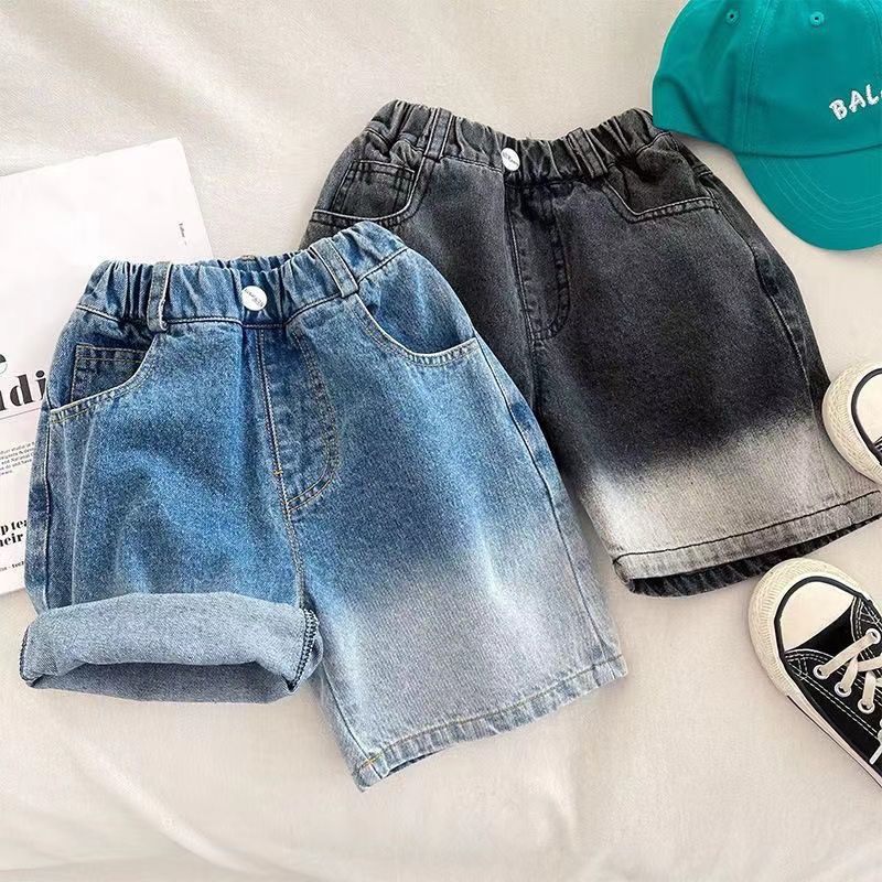 Quần Short Denim Mỏng Dáng Rộng Màu Gradient Thời Trang Mùa Hè Phong Cách Hàn Quốc Cho Bé Trai