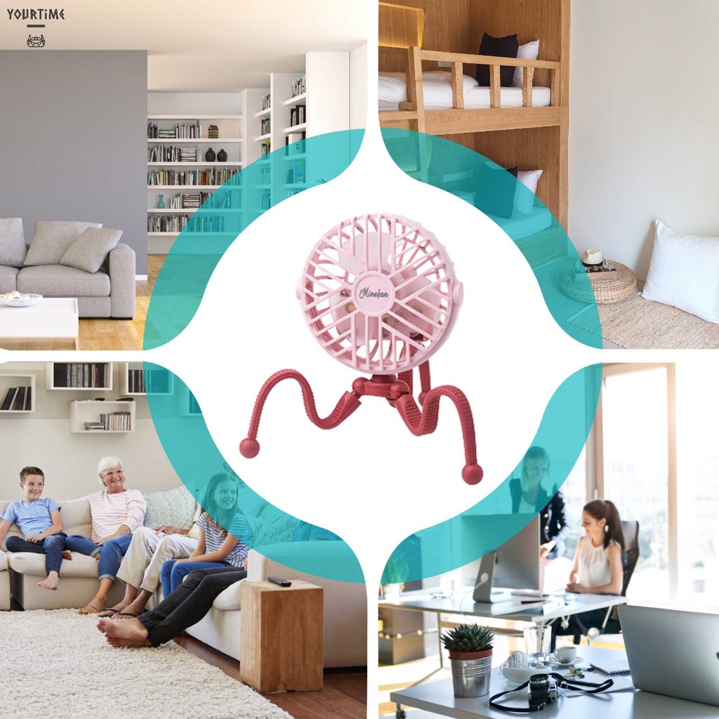 Quạt Điện USB Mini 5V 2.5W Hình Bạch Tuộc 3 Bánh Răng Làm Mát Không Ồn Cho Bé